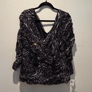 NWT Tadashi Shoji Pleated Animal Print Top size 1x